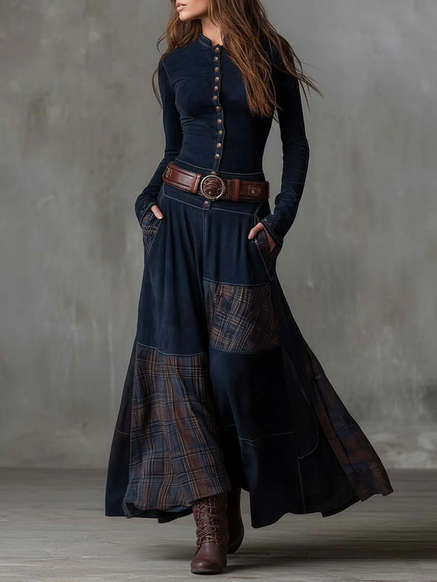 Feline - Vestido de patchwork de tacto suave