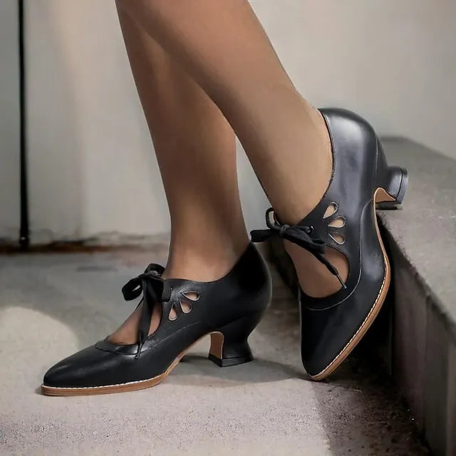 Veralyn - Salones de tacón kitten con encaje vintage