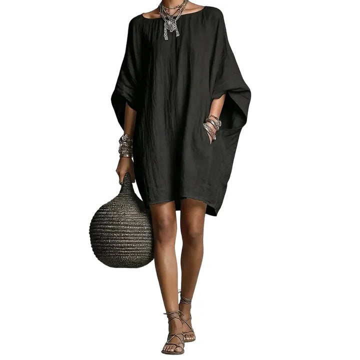Sabina - Vestido midi con escote bardot de tacto suave