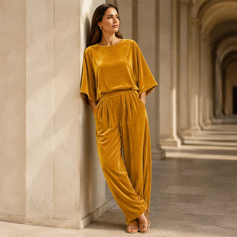 Ainhoa - Mono elegante de terciopelo de pierna ancha