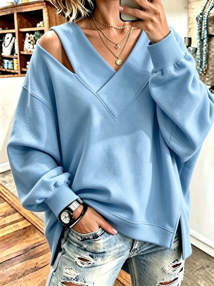 Aurelia - Sudadera de cuello en pico y tacto suave