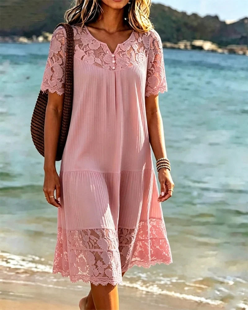Hannelisse - Vestido de verano ligero con encaje