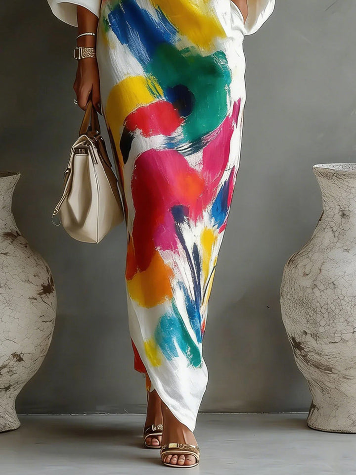 Adoressa - Vestido largo de un solo hombro con silueta escultórica