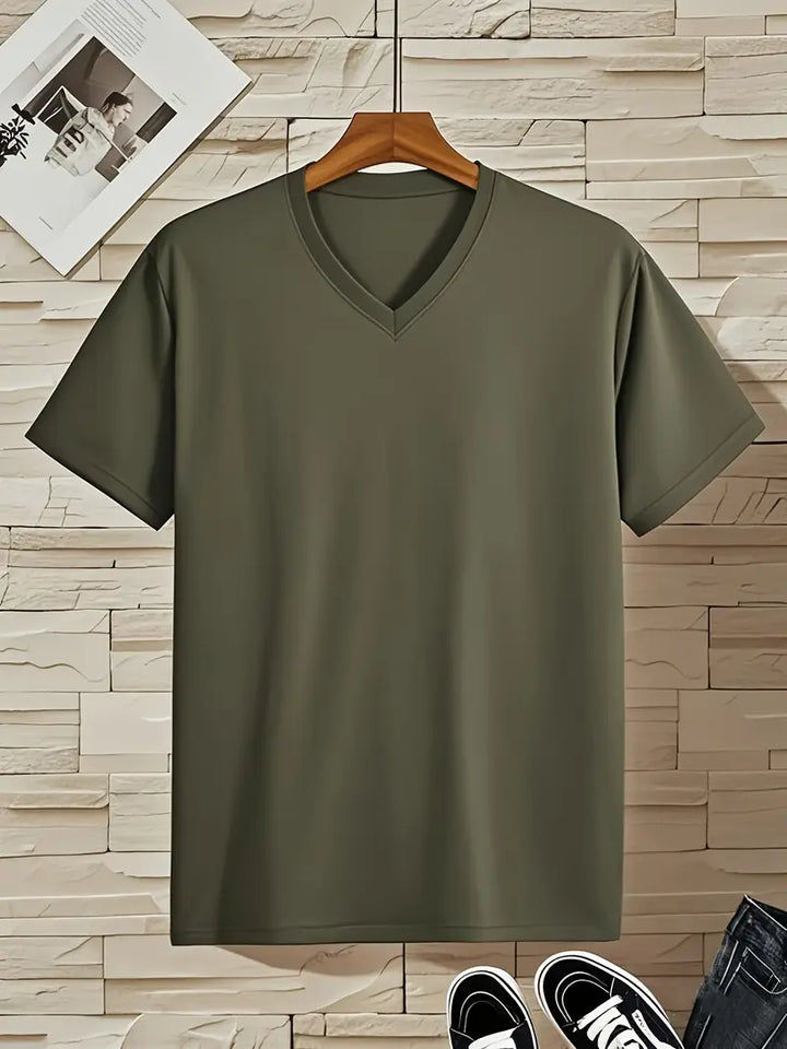Trevor - Camiseta de cuello en V con tacto suave