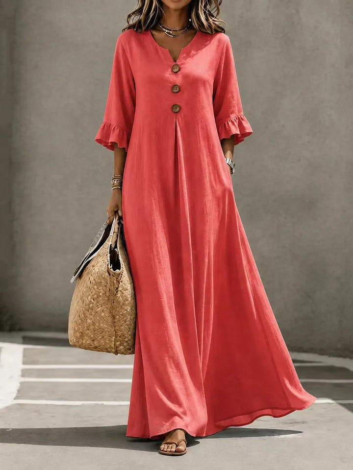 Vesperelle - Vestido largo con escote en V y suave al tacto