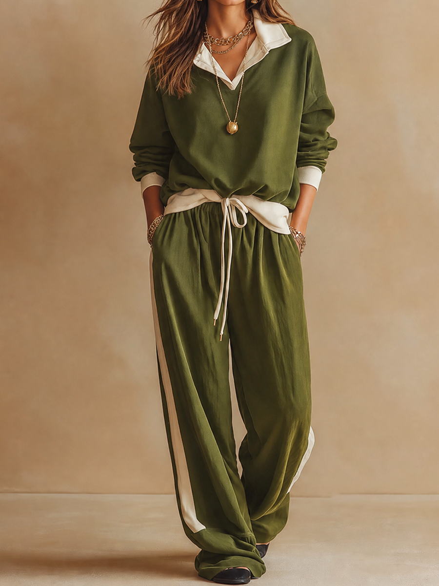 Ruby - Conjunto de pantalón de pernera ancha y polo de corte relajado