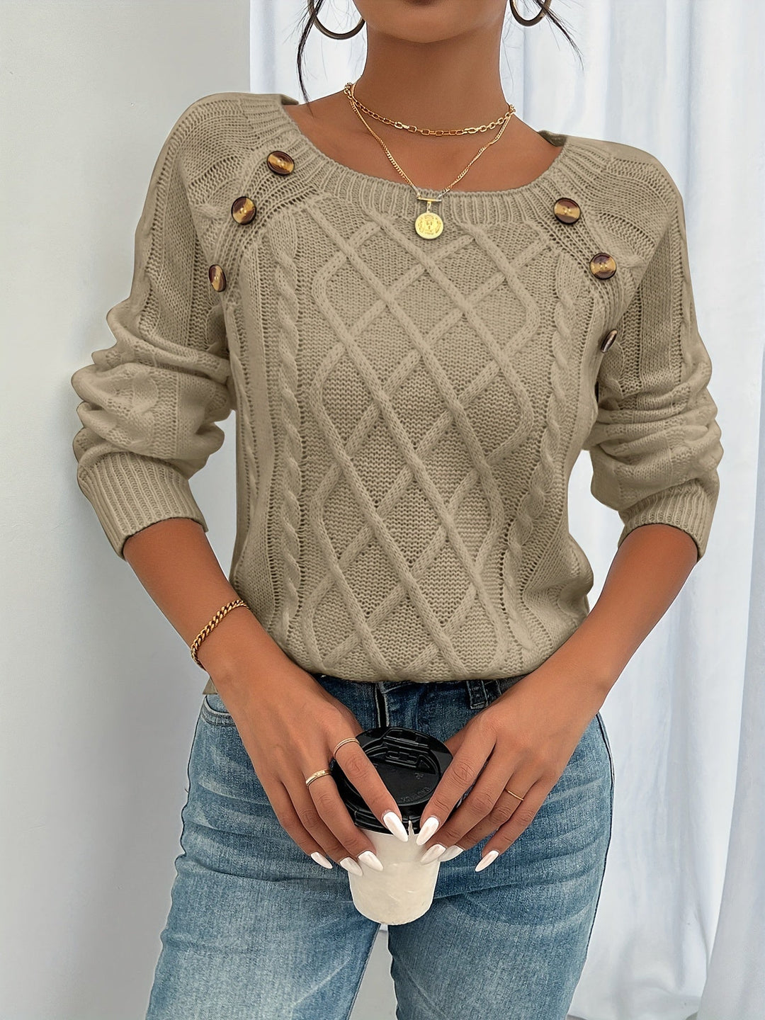 Rosabelle - Jersey texturizado con botones