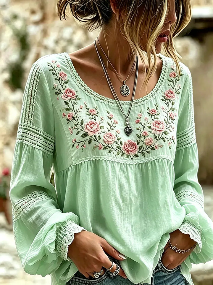 Tressalia - Blusa de lino bordada