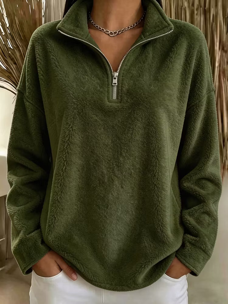 Tiana - Sudadera polar de cuello alto holgado