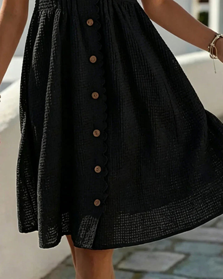 Emmara - Vestido de patchwork con mangas abullonadas premium
