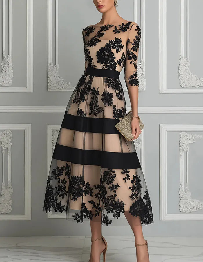 Alouessa - Vestido midi evasé elegante