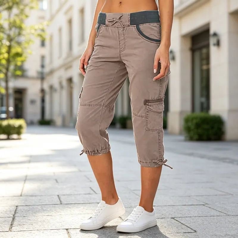 Astrelia - Pantalón cargo capri de estilo utilitario