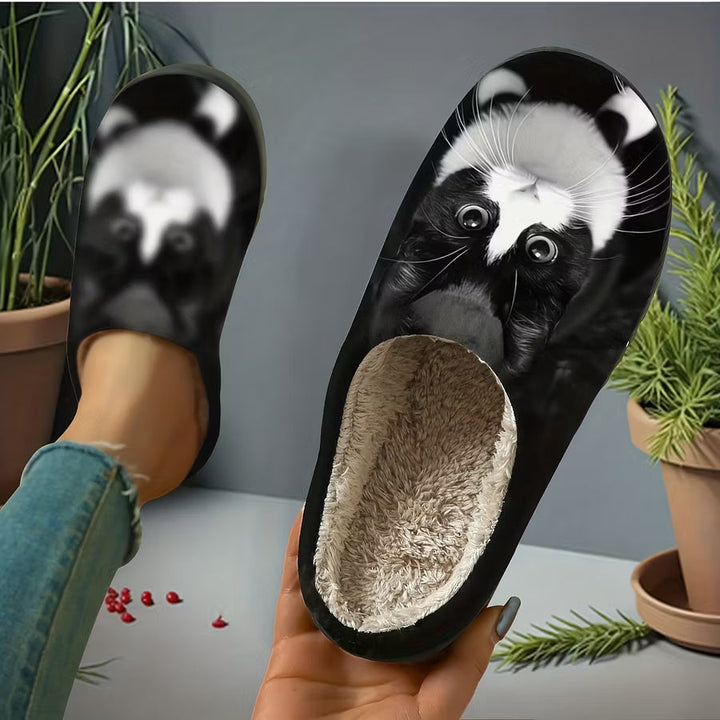 Zita - Zapatillas de casa tipo pala con estampado de gato ultrasuaves