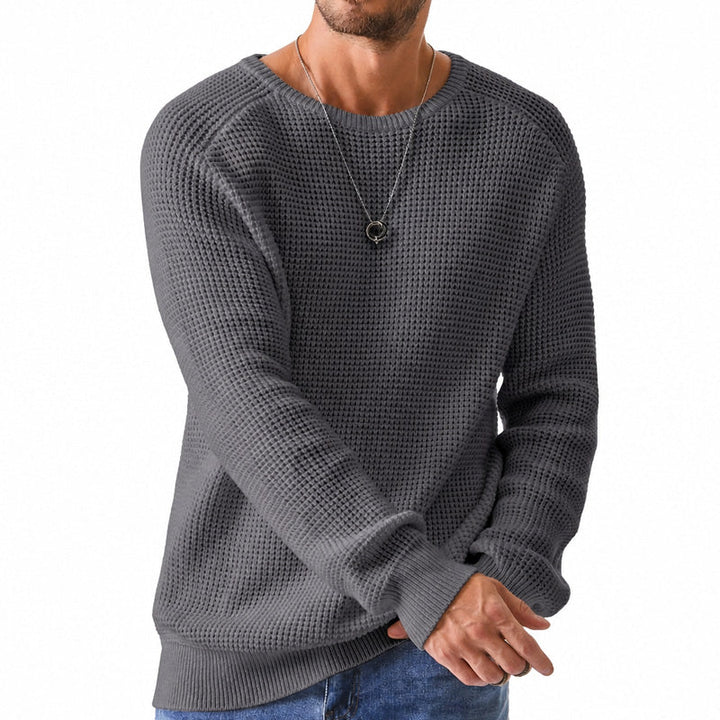 Isric - Jersey de punto texturizado con cuello redondo