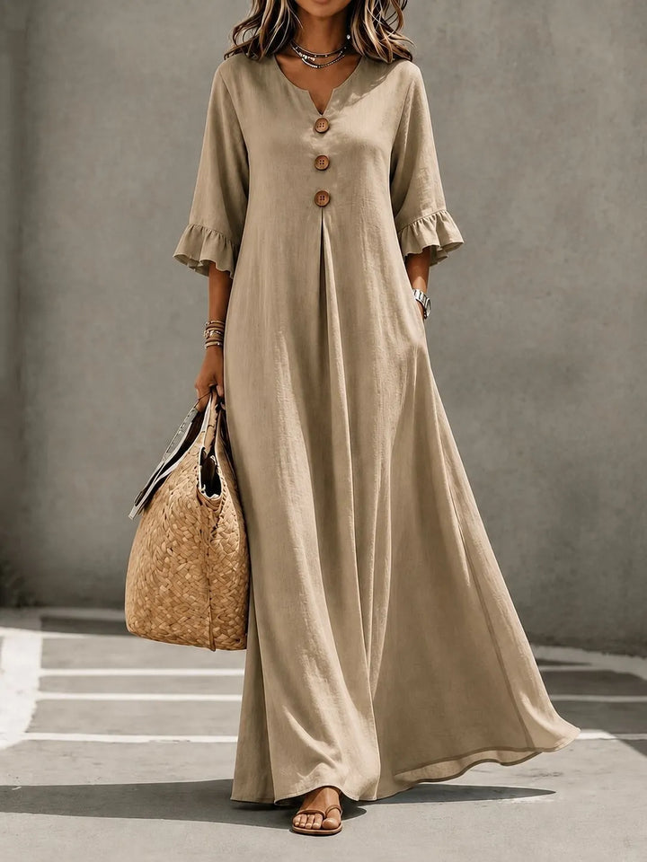Vesperelle - Vestido largo con escote en V y suave al tacto