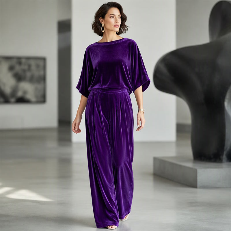 Ainhoa - Mono elegante de terciopelo de pierna ancha