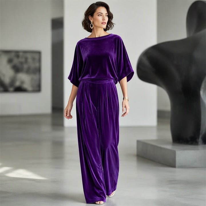 Ainhoa - Mono elegante de terciopelo de pierna ancha