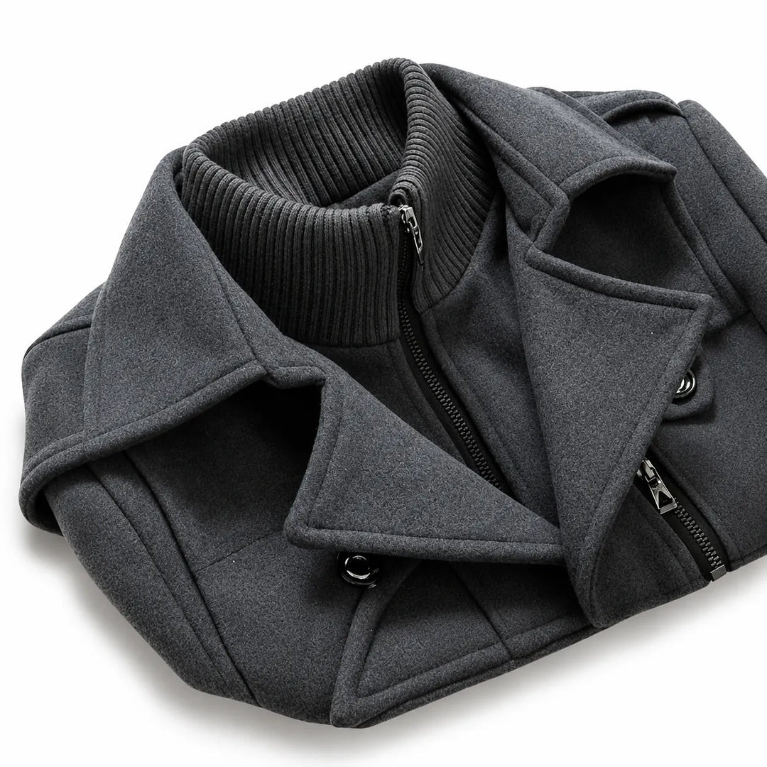 Davin - Abrigo midi de cuello alto con efecto capas