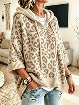 Jocasta - Sudadera de punto oversize con estampado de leopardo