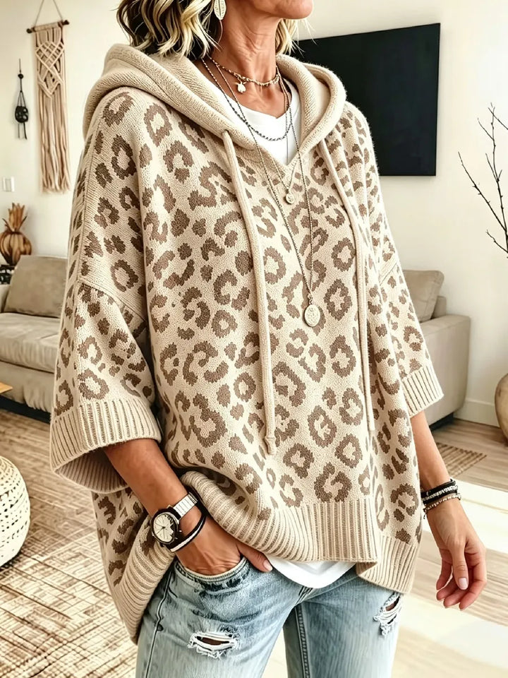 Jocasta - Sudadera de punto oversize con estampado de leopardo