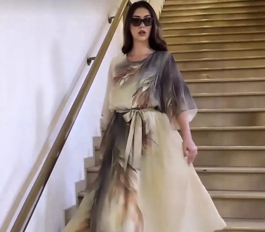 Halinor - Vestido largo elegante de gasa
