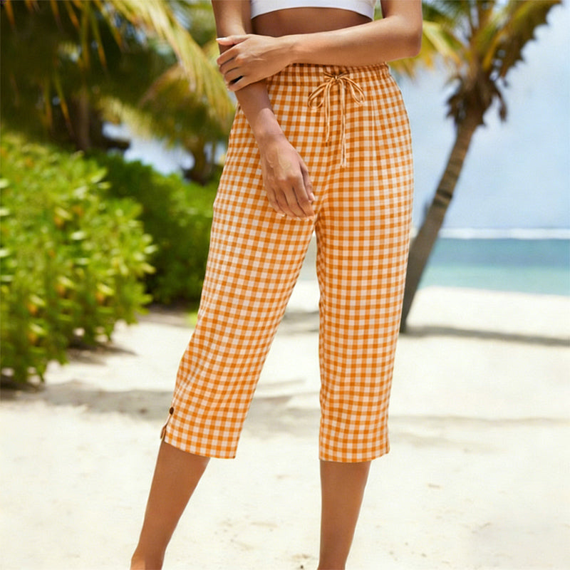 Eliska - Shorts de cuadros casuales