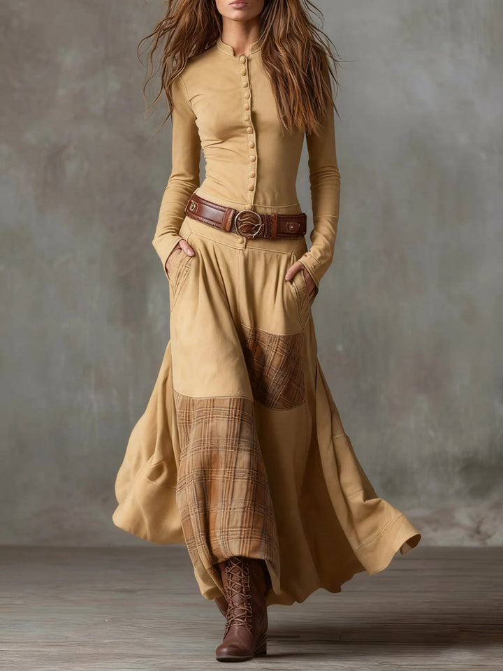 Feline - Vestido de patchwork de tacto suave