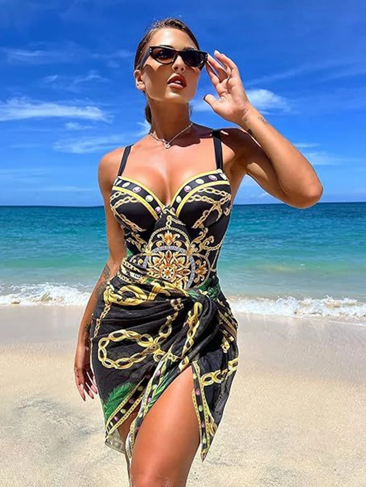 Diana - Conjunto de bañador push-up de una pieza y salida de playa