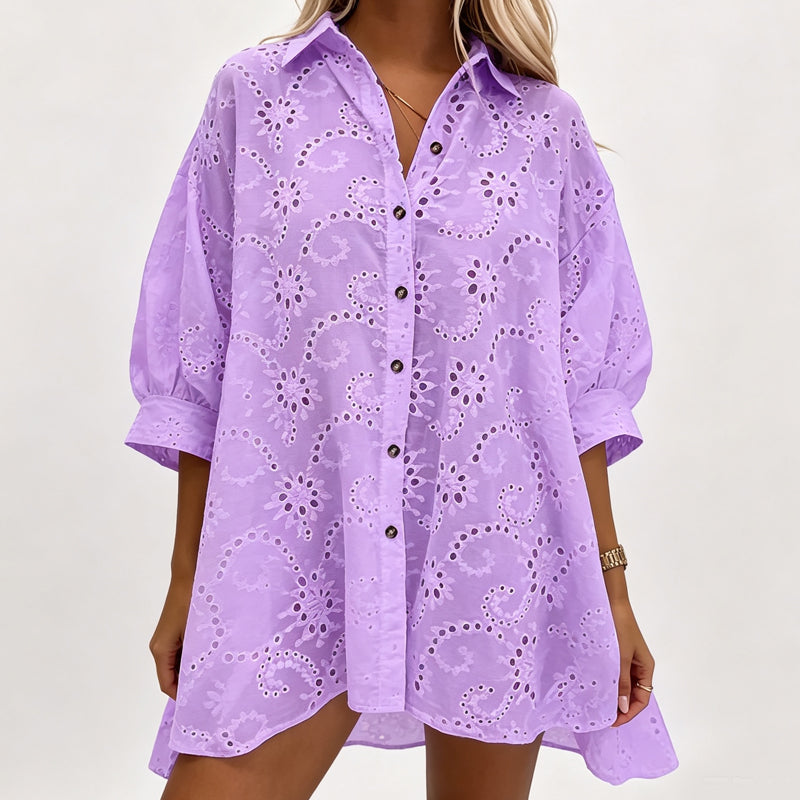 Amarielle - Vestido fresco bordado con botones