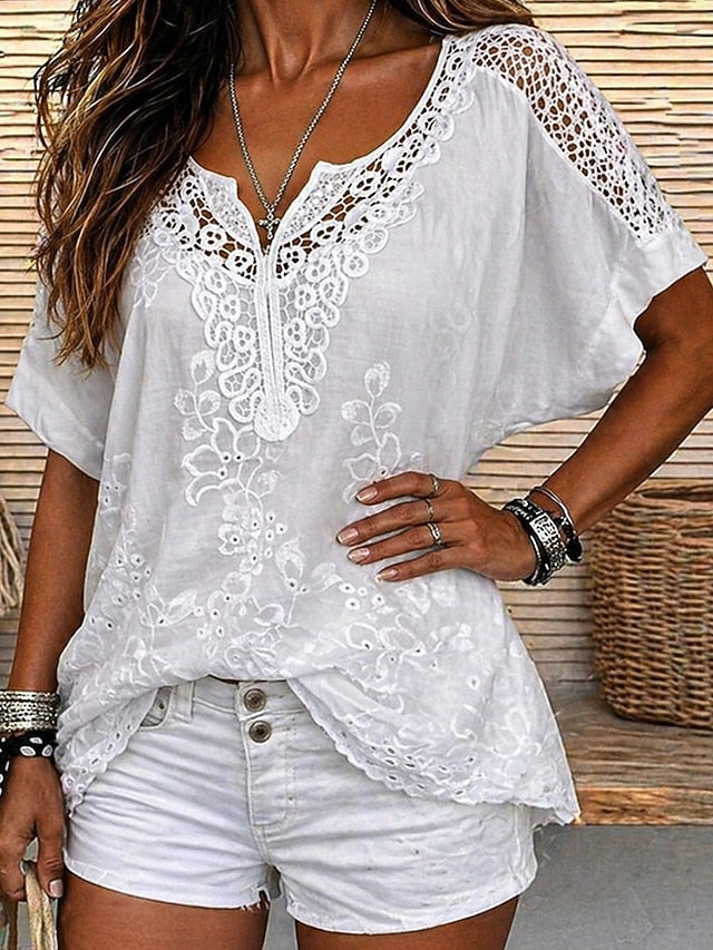 Ember - Blusa de encaje bordado con escote en V