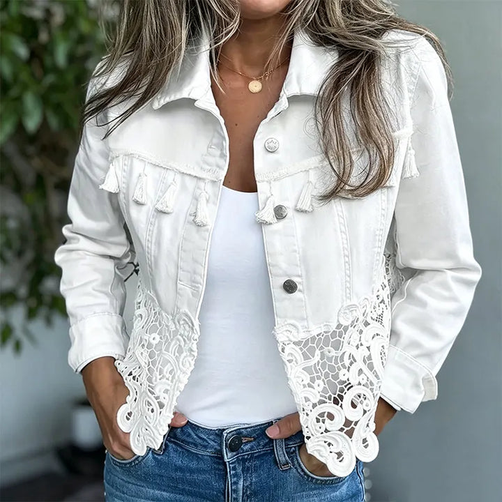 Anselia - Chaqueta con botones y bajo de encaje