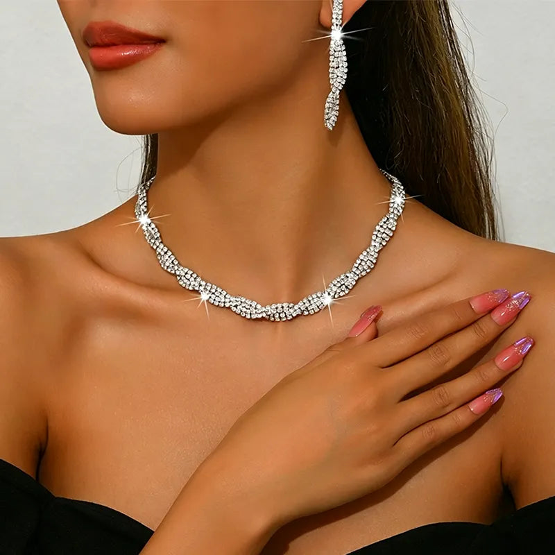 Alessara - Juego de joyas de cristal trenzado