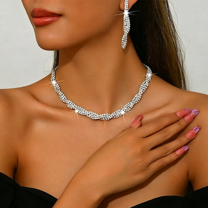 Alessara - Juego de joyas de cristal trenzado