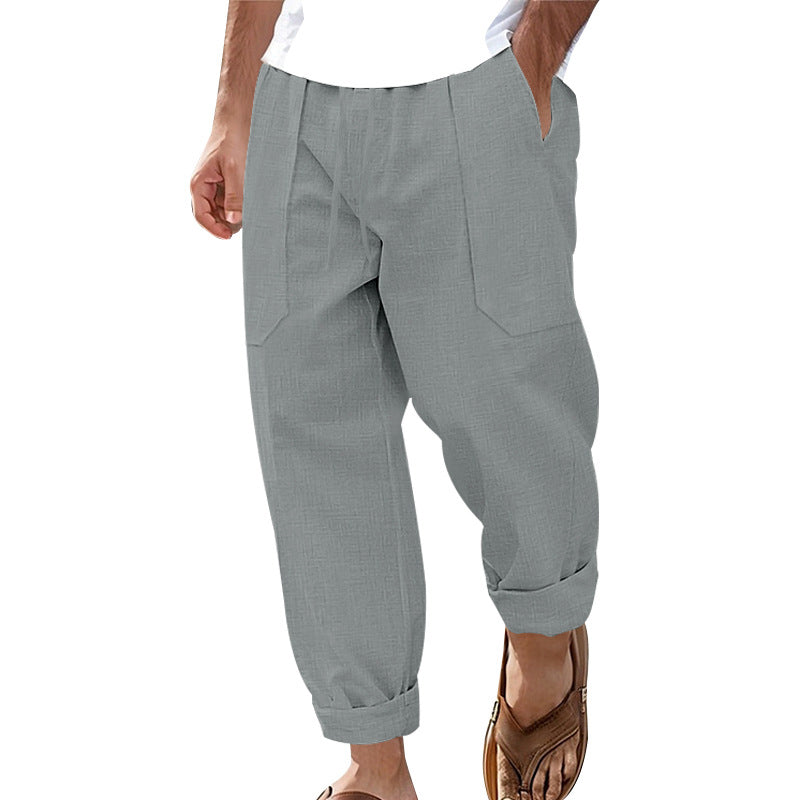 Halston - Pantalón de mezcla de lino de corte relajado