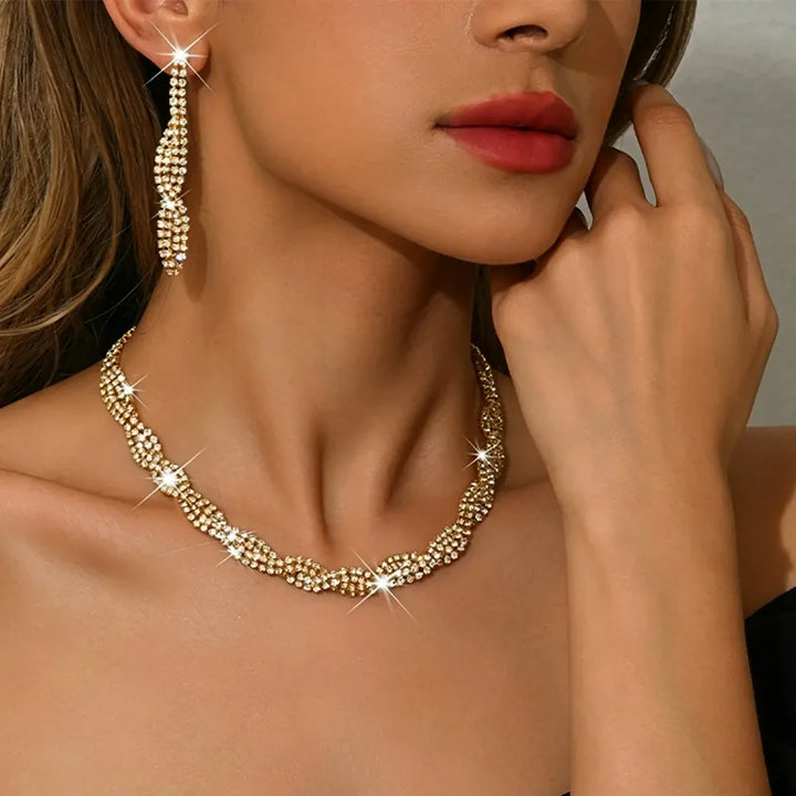Alessara - Juego de joyas de cristal trenzado