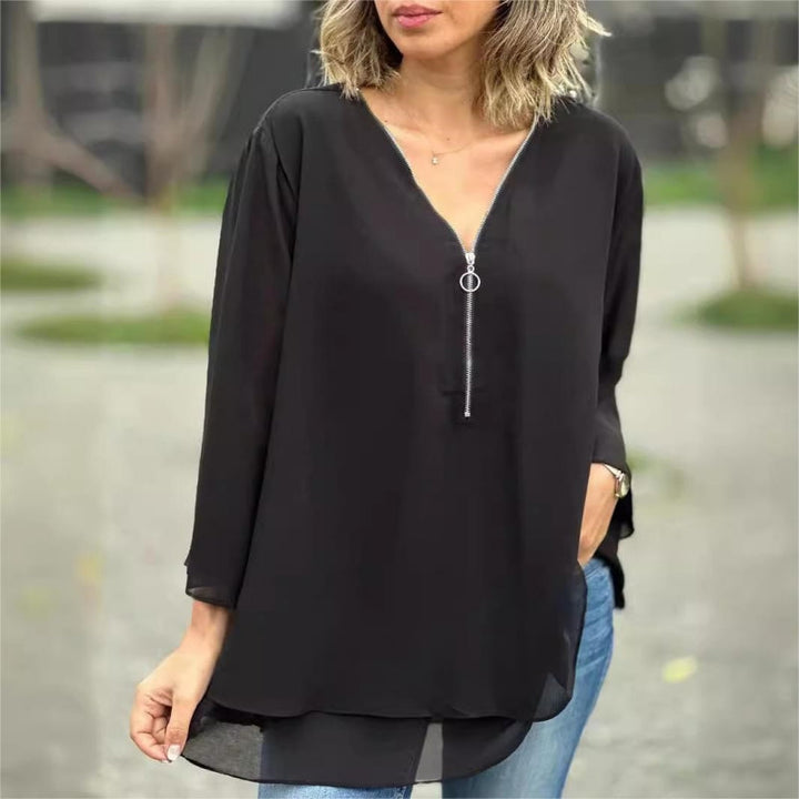 Brinavelle - Blusa túnica de gasa fluida