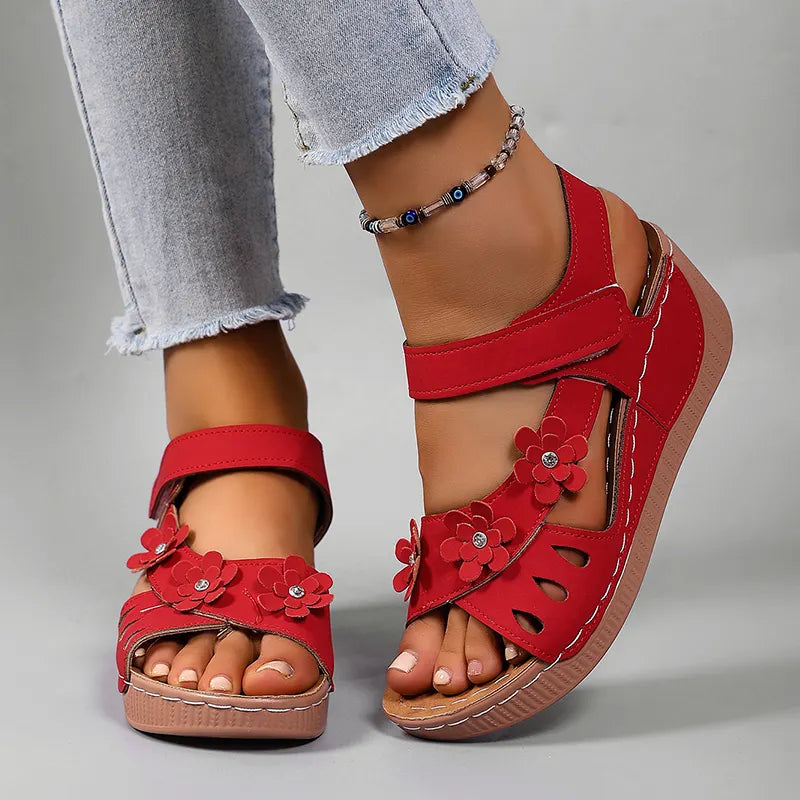 Fiorelia - Sandalias de cuña florales cómodas
