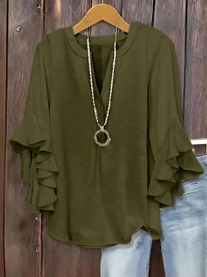 Norabelle - Blusa elegante con mangas fruncidas