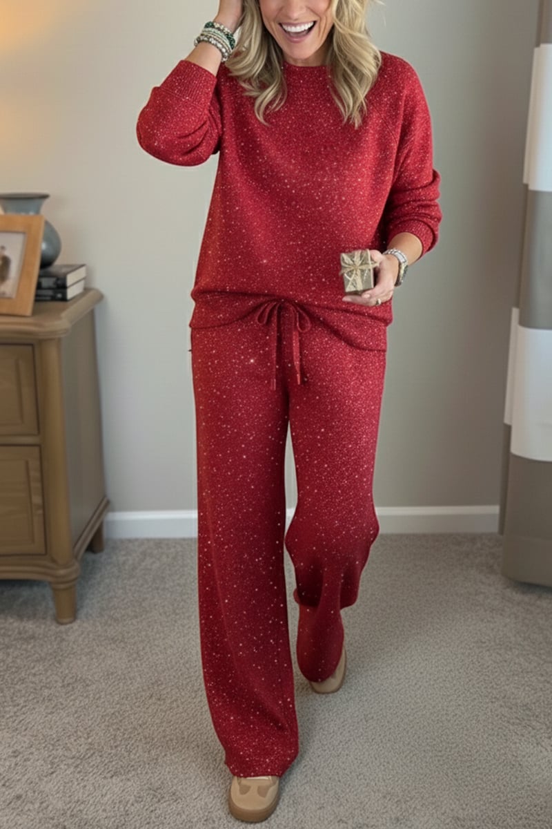 Celia - Traje de chaqueta y pantalón con acabado brillante