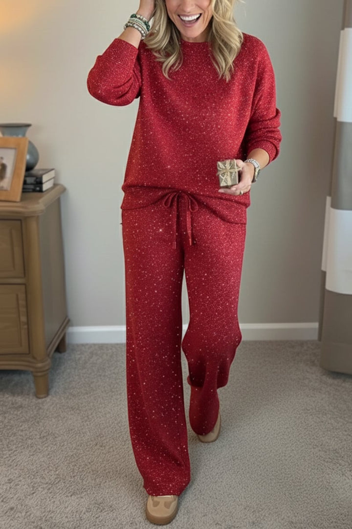 Celia - Traje de chaqueta y pantalón con acabado brillante