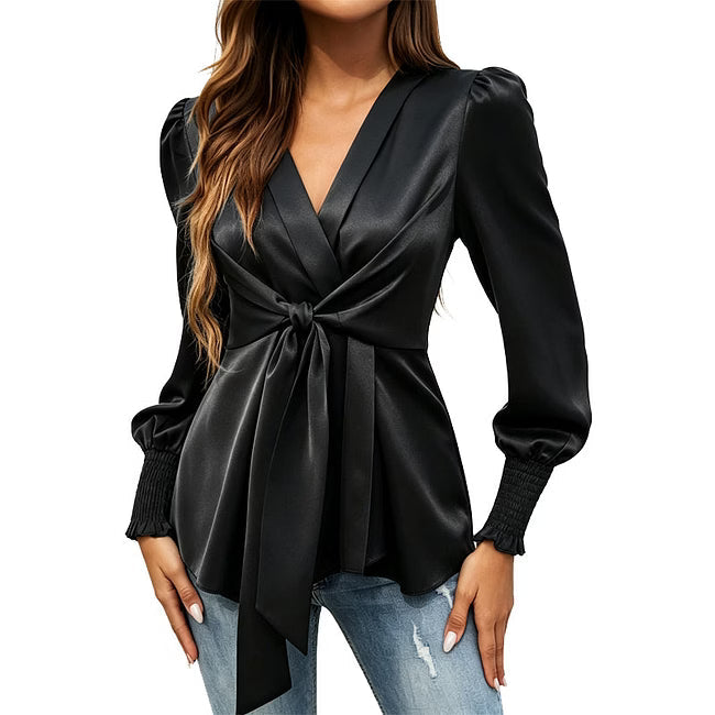Apolline - Blusa de satén elegante con diseño envolvente