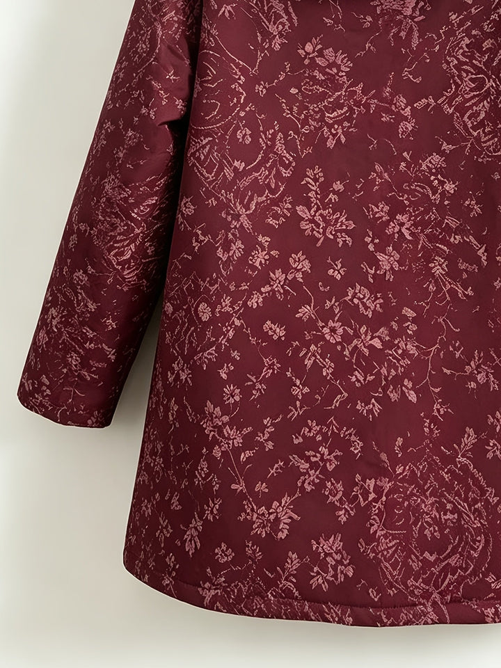 Runa - Abrigo largo con capucha floral