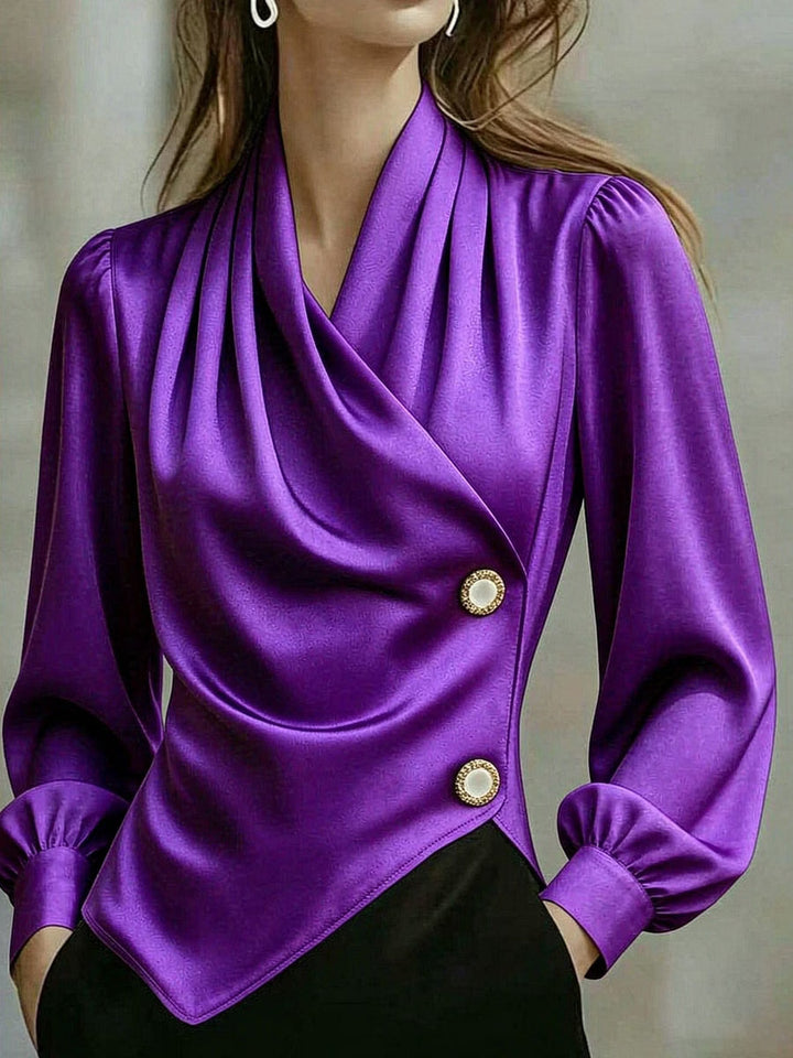 Ximena - Blusa de satén con drapeado elegante