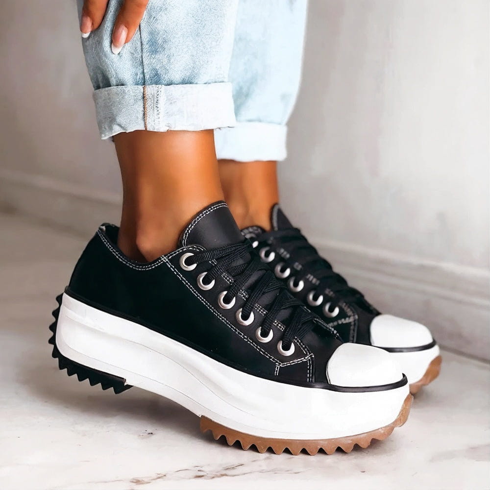 Viveca - Zapatillas de plataforma acolchadas con cordones