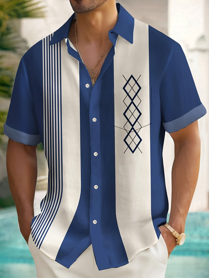 Morpeth - Camisa de rayas vintage con cuello abotonado