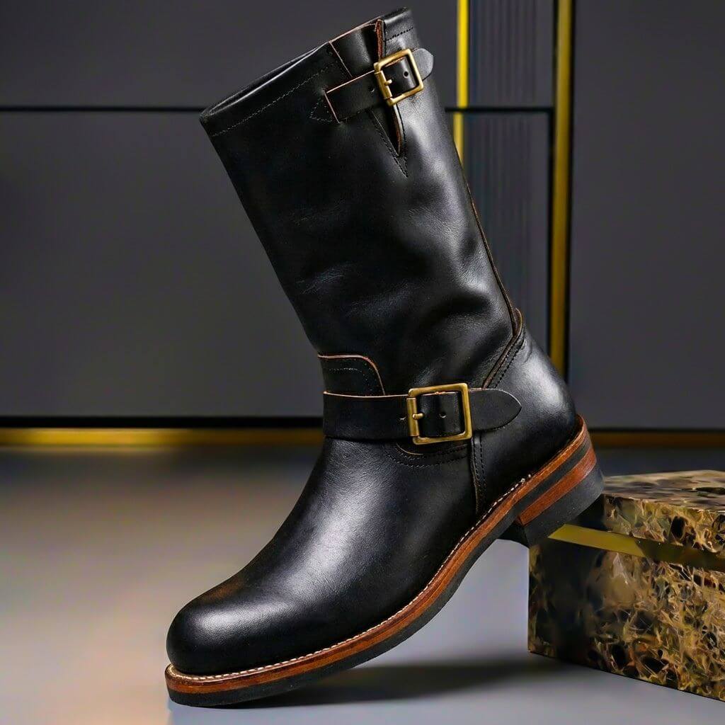 Gideon - Botas de cuero con hebilla vintage