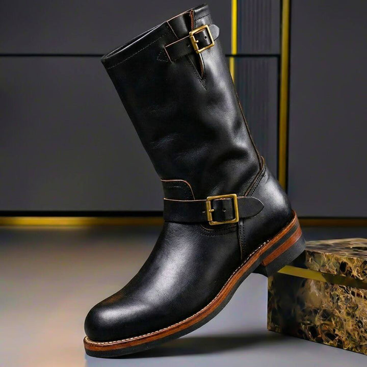 Gideon - Botas de cuero con hebilla vintage