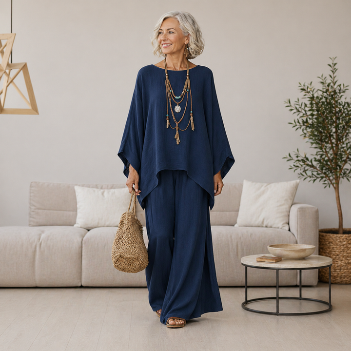 Annisette - Conjunto de dos piezas con pantalón de pernera ancha y tacto suave