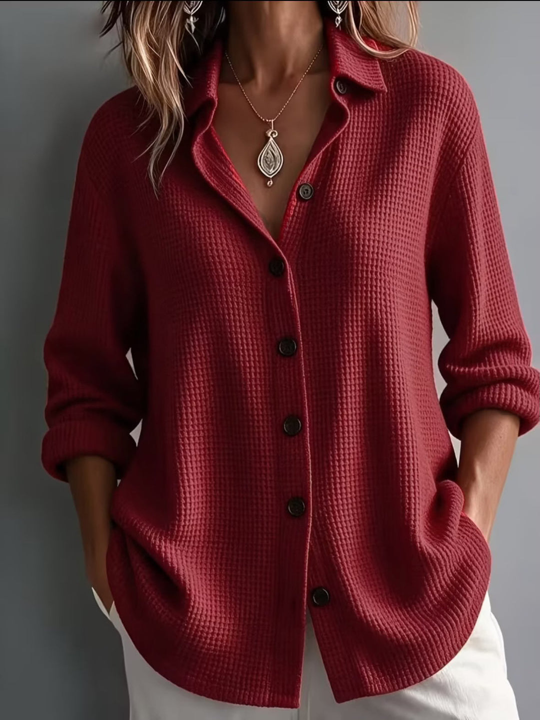Imelda - Blusa de manga larga de tacto suave