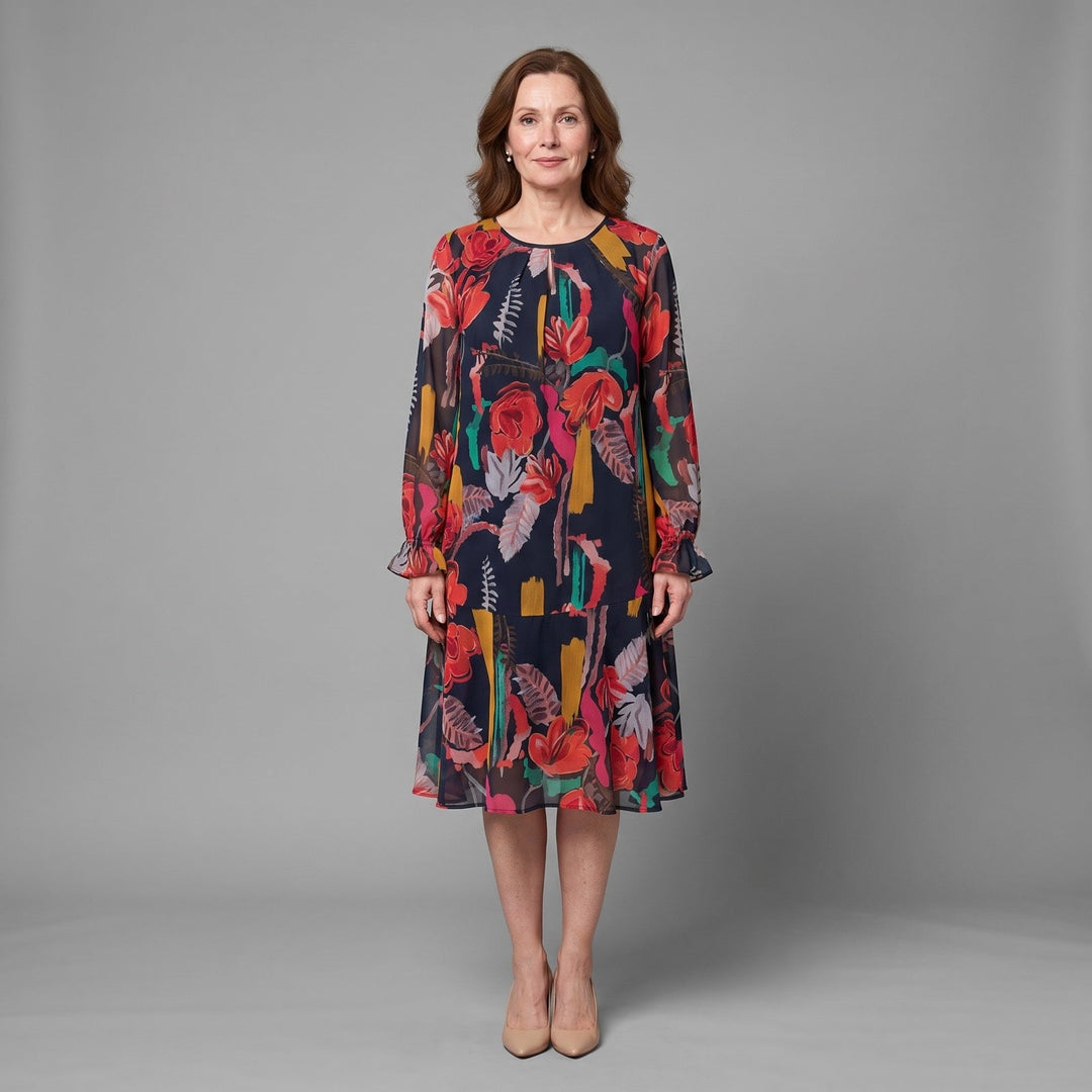 Anarose - Vestido midi floral vaporoso